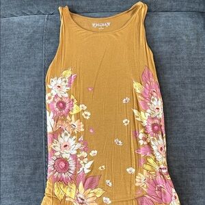 Mustard Floral Sleeveless Tank Top
